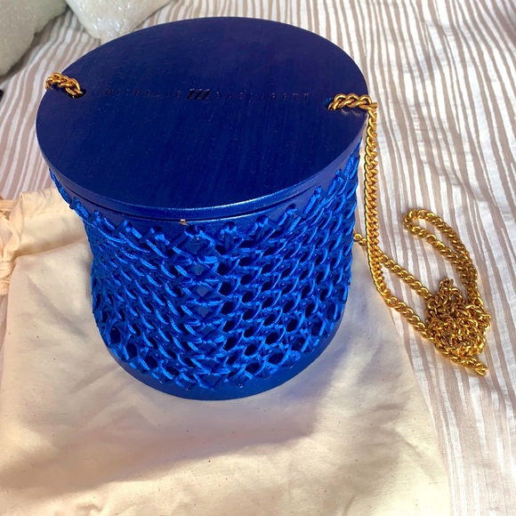 Michelle Daccarett Royal blue and gold chain bag - Picture 1 of 5